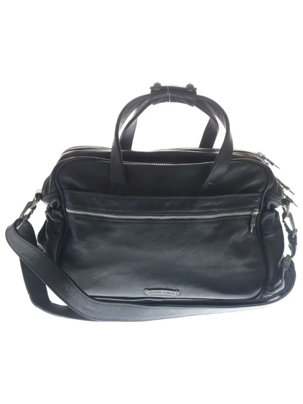 Chrome Hearts Diaper Bag Leather Shoulder 2-Way Handbag Black
